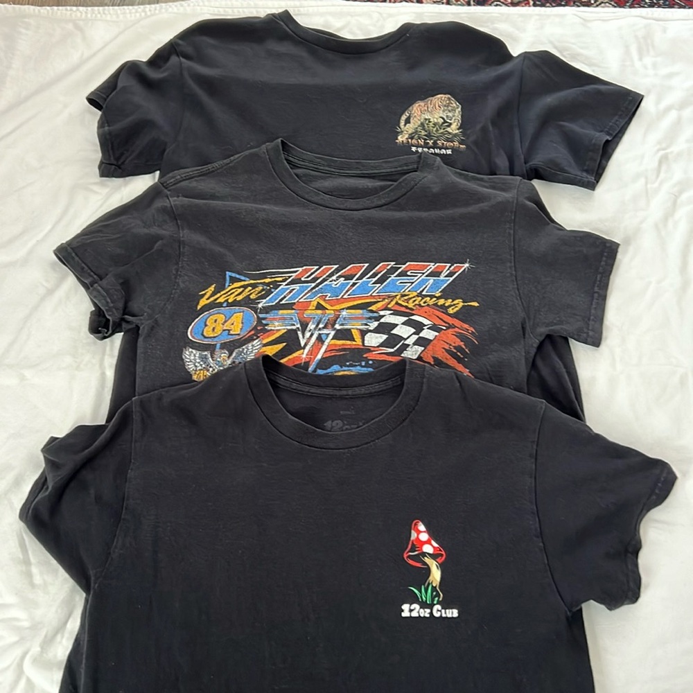 3 black shirts lot teen boy Tillys